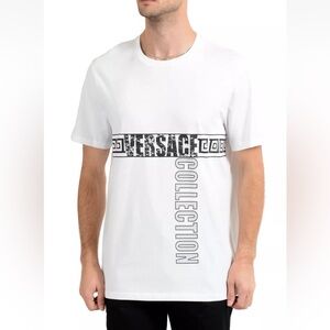 VERSACE Collection Men's White Graphic Crewneck T-Shirt Size Large Authentic